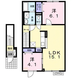 アドゥスィール【2階】の間取り