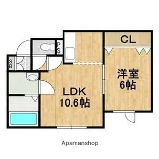 マリオット南ヶ丘【102号室】の間取り