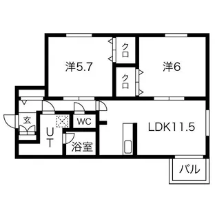2LDKの間取り画像