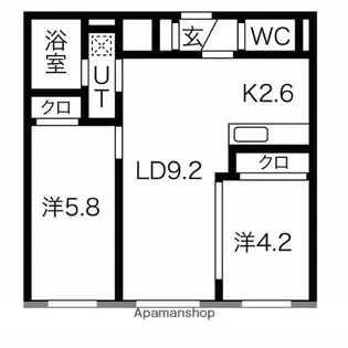 グラシアス黄金中央【4階】の間取り
