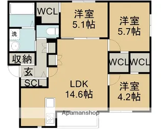 クラージュ北広島【2階】の間取り