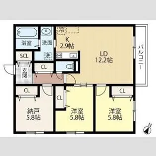 WELL BRIGHT 朝日RESIDENCE【5階】の間取り