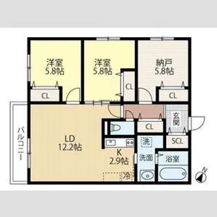 WELL BRIGHT 朝日RESIDENCE【2階】の間取り