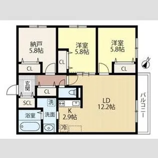 WELL BRIGHT 朝日RESIDENCE【2階】の間取り
