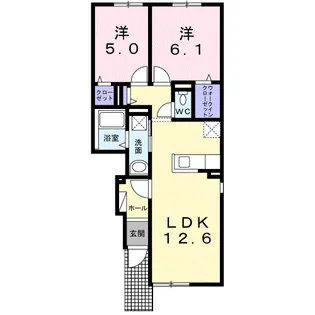 カルム栗山【1階】の間取り