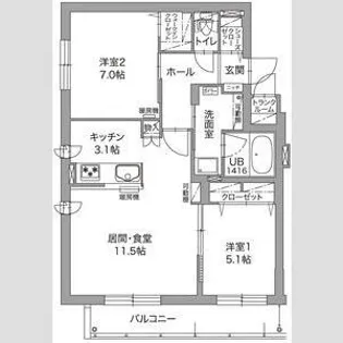 ジュノール千歳真々地【3階】の間取り
