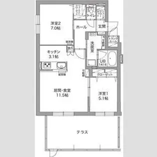 ジュノール千歳真々地【1階】の間取り