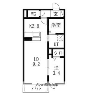 CLARIS SUMIYOSHI B【102号室】の間取り