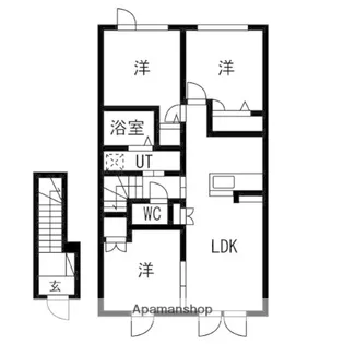 ひばりヶ丘レジデンスA棟【2階中号室】の間取り