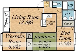 ノースウイングB【101号室】の間取り