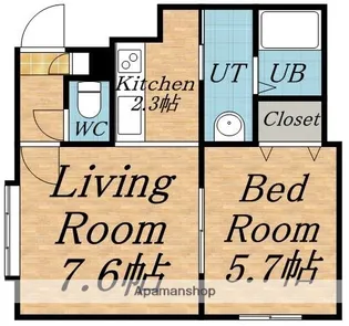 レティーロ山の手【102号室】の間取り