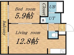 ボランハイツ山の手【1階】の間取り