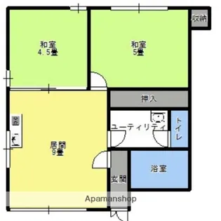 北海道札幌市西区西野二条9丁目【アパート】の間取り
