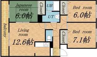 プレステージ琴似【306号室】の間取り