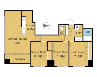 グランカーサ裏参道【01303号室】の間取り