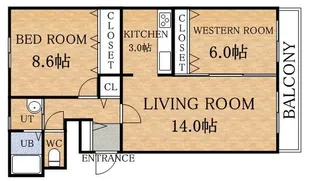プランドール西野【103号室】の間取り