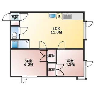 カーサエスパシオ【A2号室】の間取り
