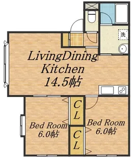 モデュロール西野Ⅱ【3階】の間取り