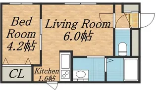 キューブ二十四軒4・4【3階】の間取り