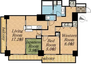 知事公館前タワーレジデンス【01604号室】の間取り