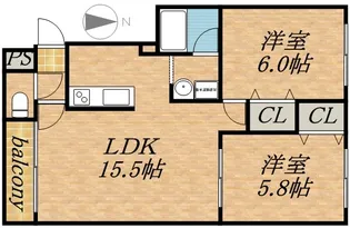 ハイデンス20ー6【205号室】の間取り