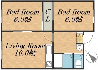 ことぶきマンションB【1階】の間取り