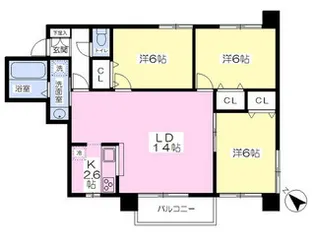 宮丘公園ヒルズ【3階】の間取り