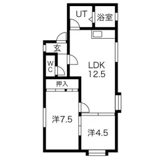 2LDKの間取り画像