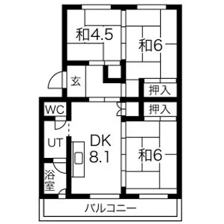 アルファスクエア山の手3号棟【203号室】の間取り
