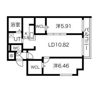 2LDKの間取り画像