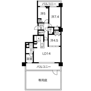 クレアシティ山の手3条【1階】の間取り