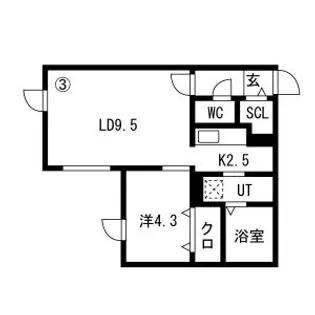 HILLS SAPPORO Ⅵ (読みヒルズサッポロシックス)【103号室】の間取り