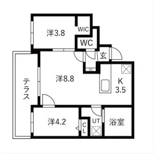 BALBONI山鼻(バルボーニ山鼻)【102号室】の間取り