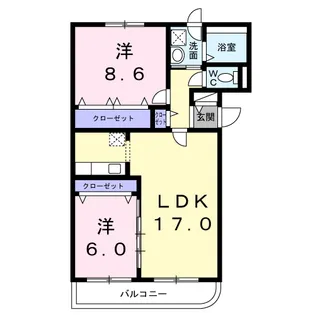 プランドール西野【302号室】の間取り