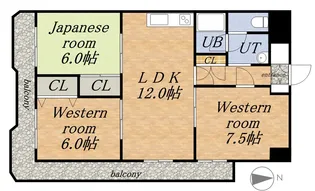 朝日プラザ偕楽園【7階】の間取り