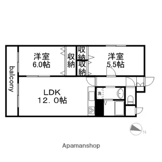 コーポ本通公園【402号室】の間取り