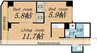 ファンタジーアヴェニュー広和NO,17【203号室】の間取り