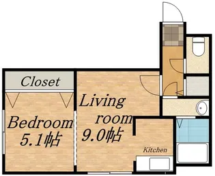 デルソール豊平【102号室】の間取り