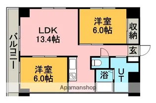 パークヒル厚別Ⅱアドニス【820号室】の間取り