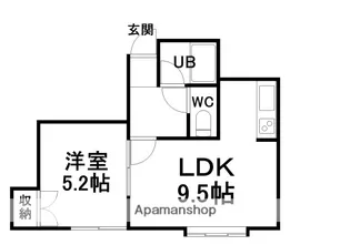 コンフォート北郷58【103号室】の間取り
