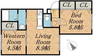 BACHICOI2(バチコイ)【101号室】の間取り