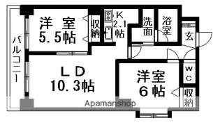 ノースパレス福住弐番館【305号室】の間取り