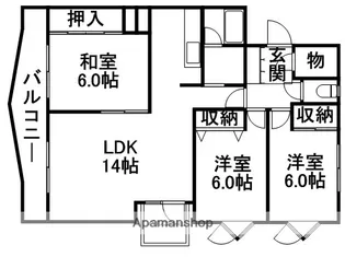 つくしハイツB【3階】の間取り