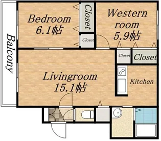 大光17番館【201号室】の間取り