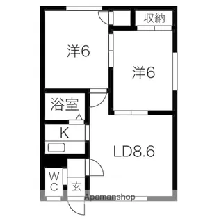 2DKの間取り画像