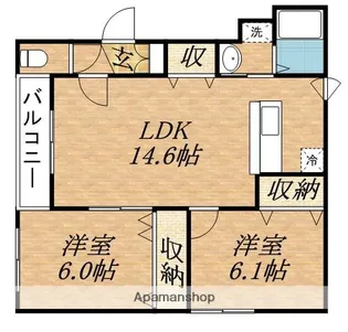 グランメール高台公園前【402号室】の間取り