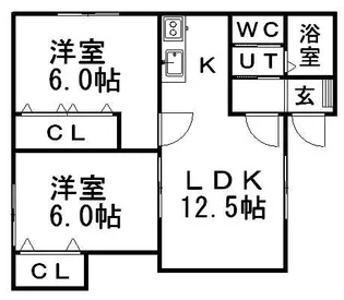 2LDKの間取り画像