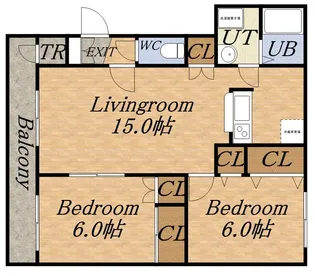 カサグランデ平和【402号室】の間取り