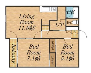 クリオパレス青葉 弐番館【6階】の間取り