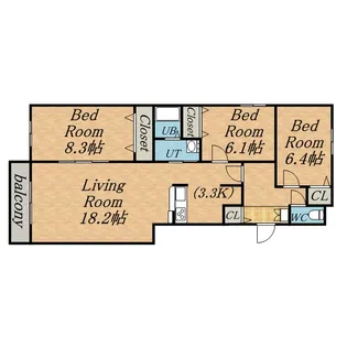 ブールバール【302号室】の間取り